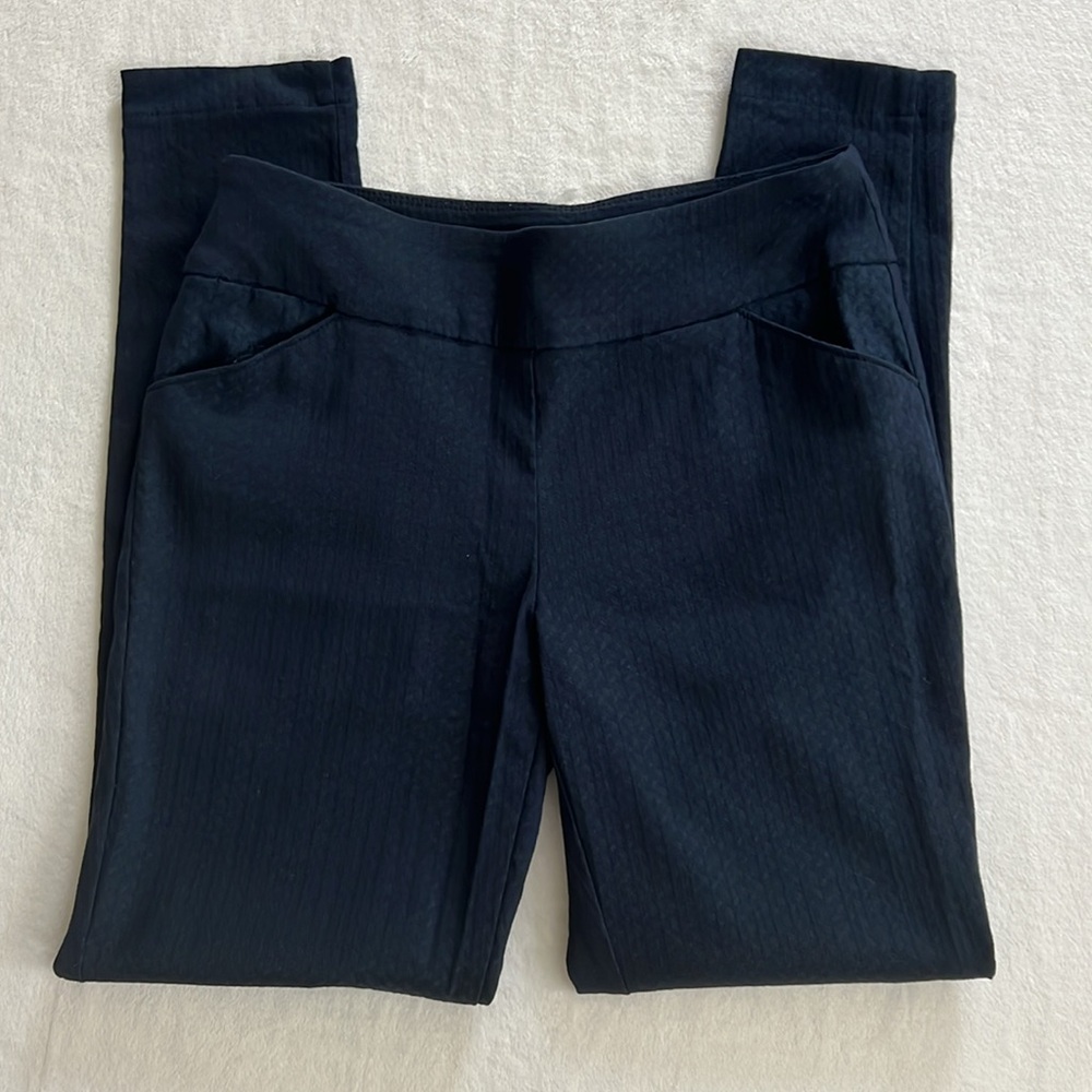 Versona Navy Textured Skinny Dress Pants